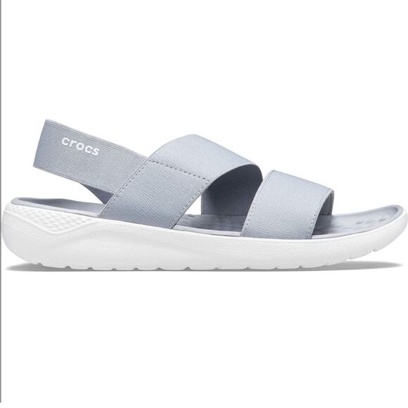 Crocs | Women's Gray LiteRide Stretch Sandals 6 - Picture 2 of 9